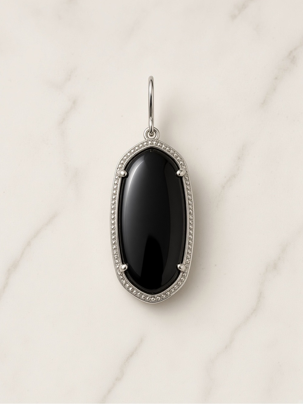 Kendra Scott Elle Drop Earrings in Black Opaque Glass with Silver Tone